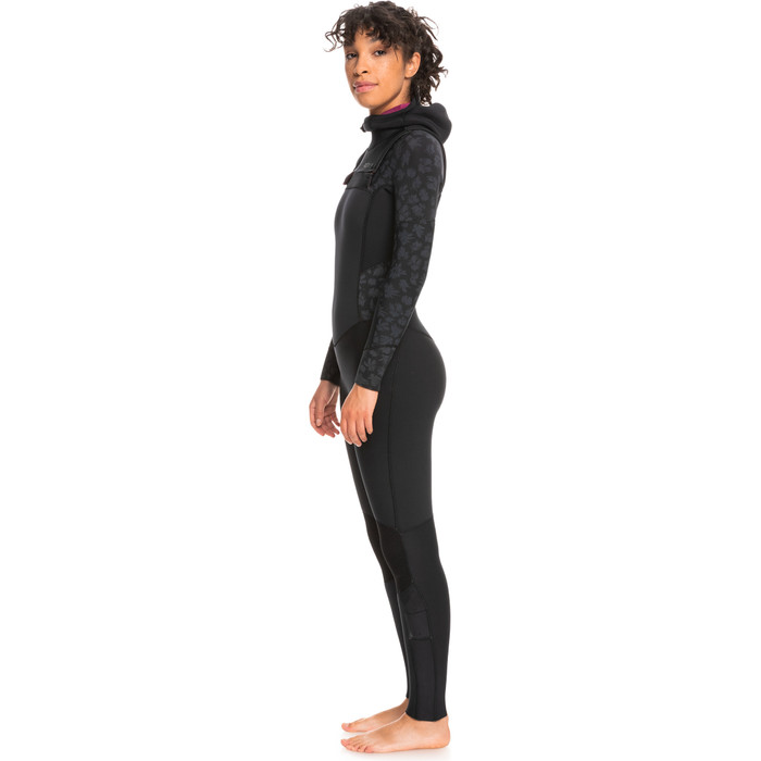 2024 Roxy Womens Swell Series 5/4/3mm Chest Zip Hooded Wetsuit ERJW203012 - Black